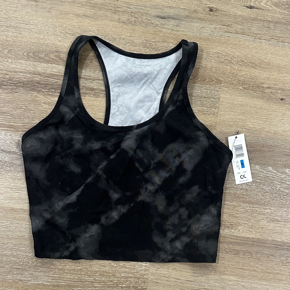 Calvin Klein Black Tie-Dye marbled  Sports performance wick tank top